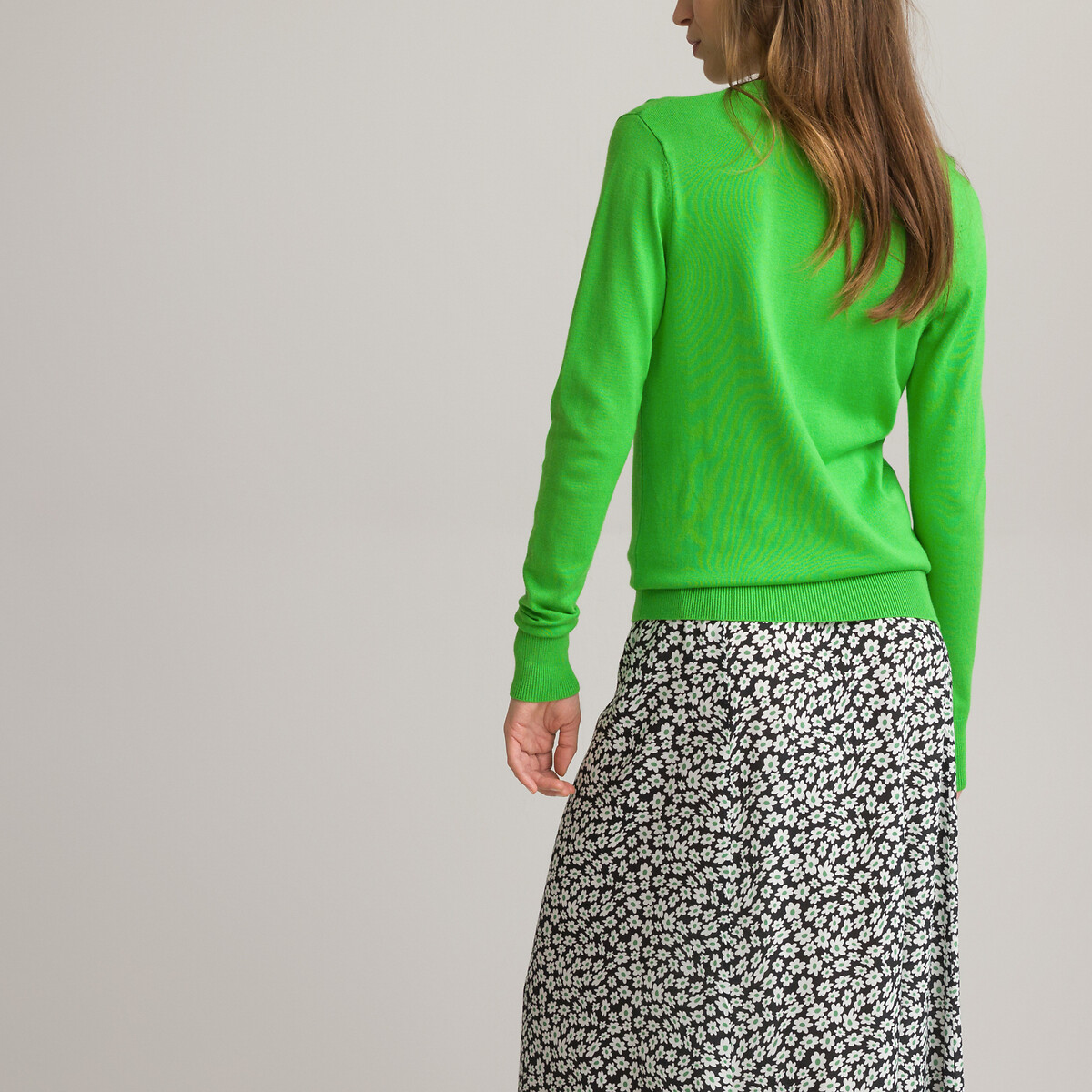 Пуловер С V-образным вырезом базовая модель XL зеленый LaRedoute, размер XL - фото 4