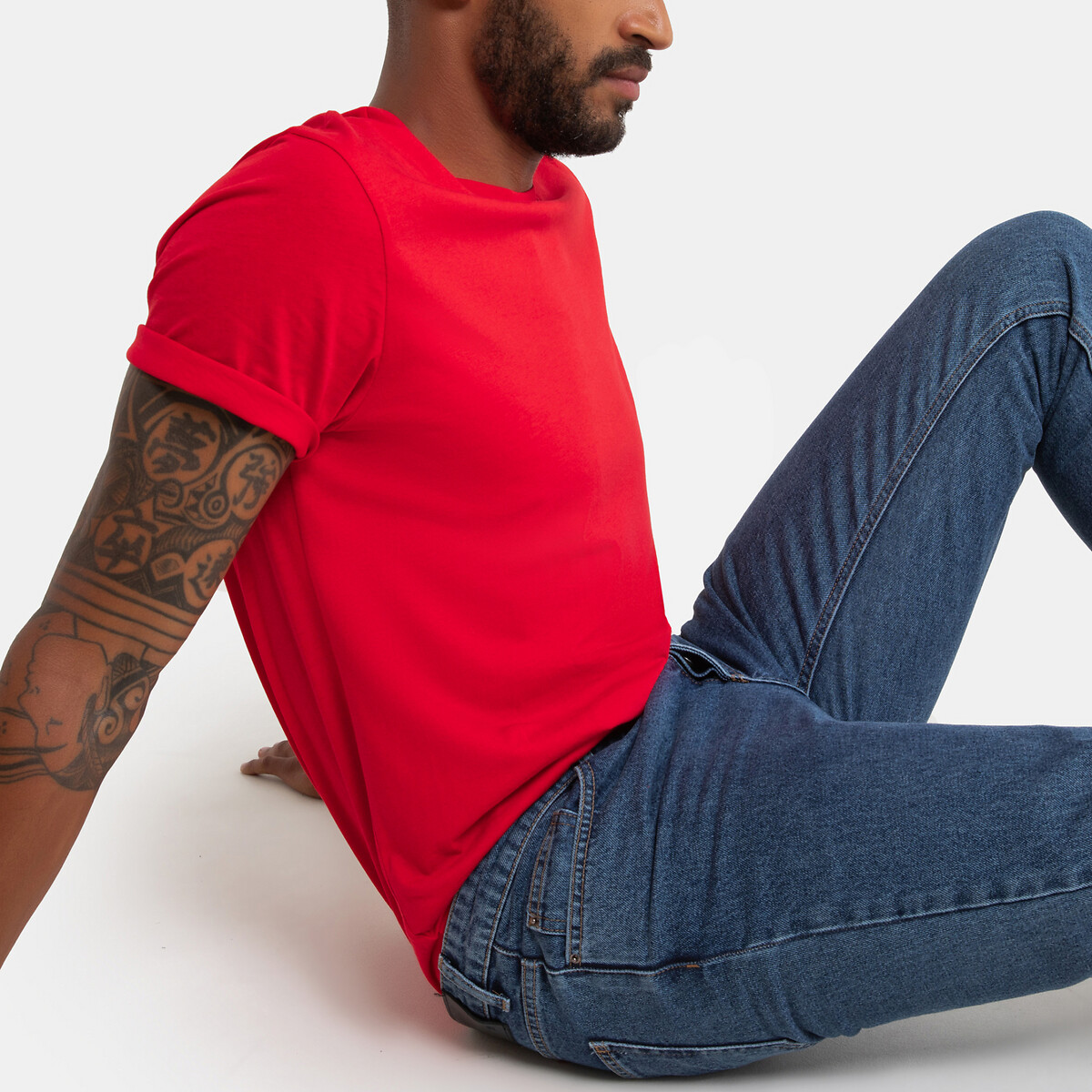 Collections T-shirt de gola redonda, em algodão, Théo