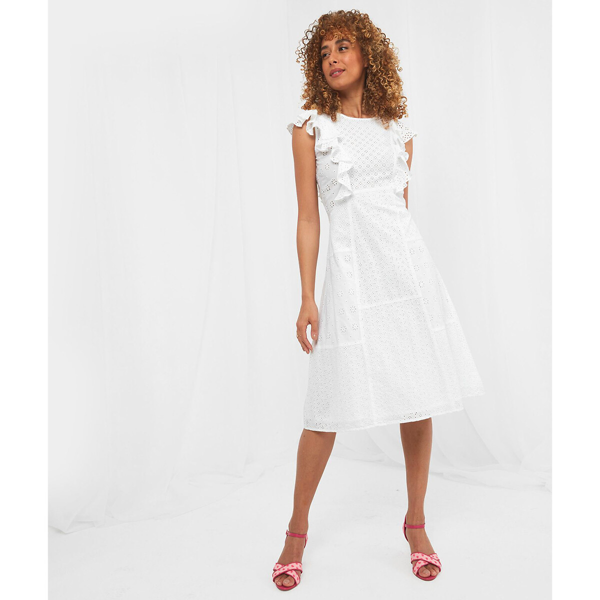 Платье JOE BROWNS Длинное расклешенное с рюшами 44 белый, размер 44 - фото 1