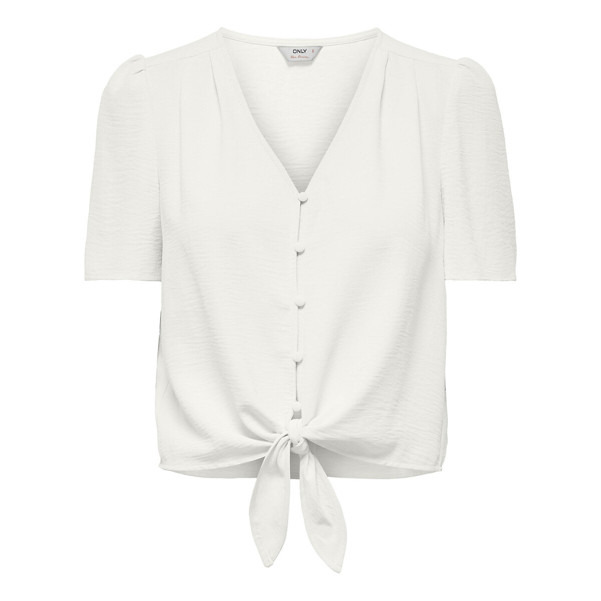 Блузка Укороченная с завязками S белый LaRedoute, размер S - фото 3