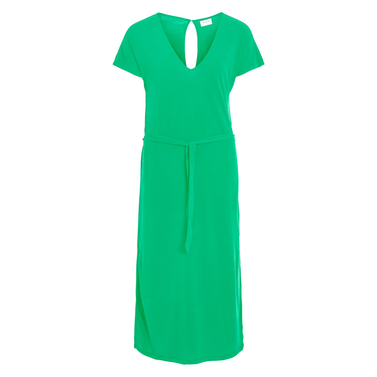 Платье-миди Короткие рукава S зеленый