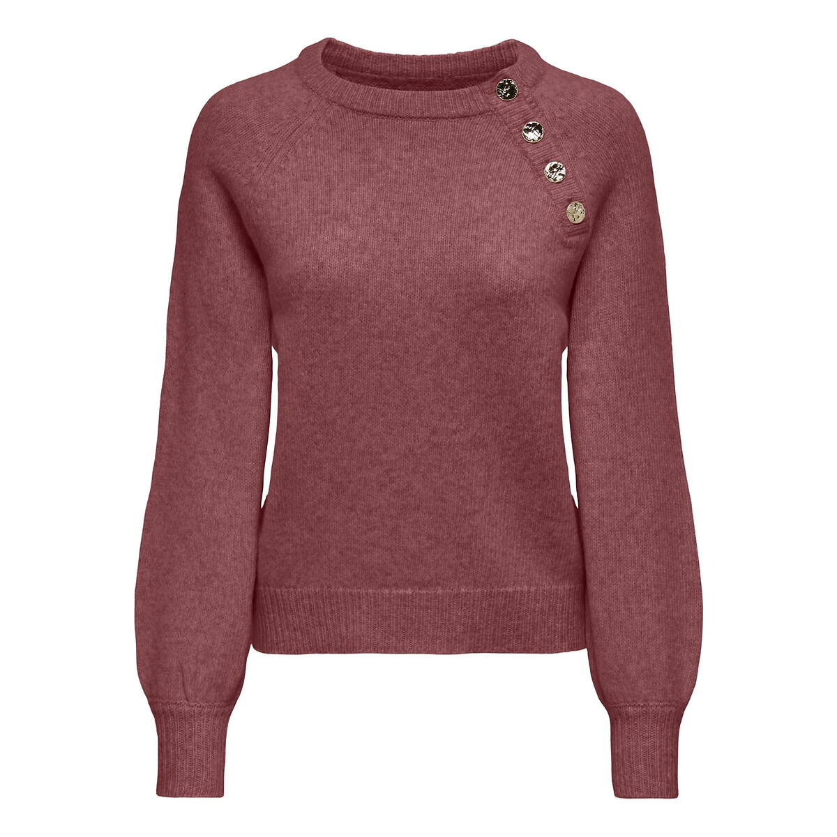 Пуловер из пышного трикотажа вставка из пуговиц XL розовый
