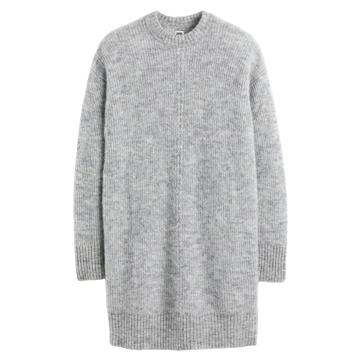 Платье-пуловер короткое длинные рукава из смешанной шерсти  XS серый LaRedoute, размер XS - фото 5
