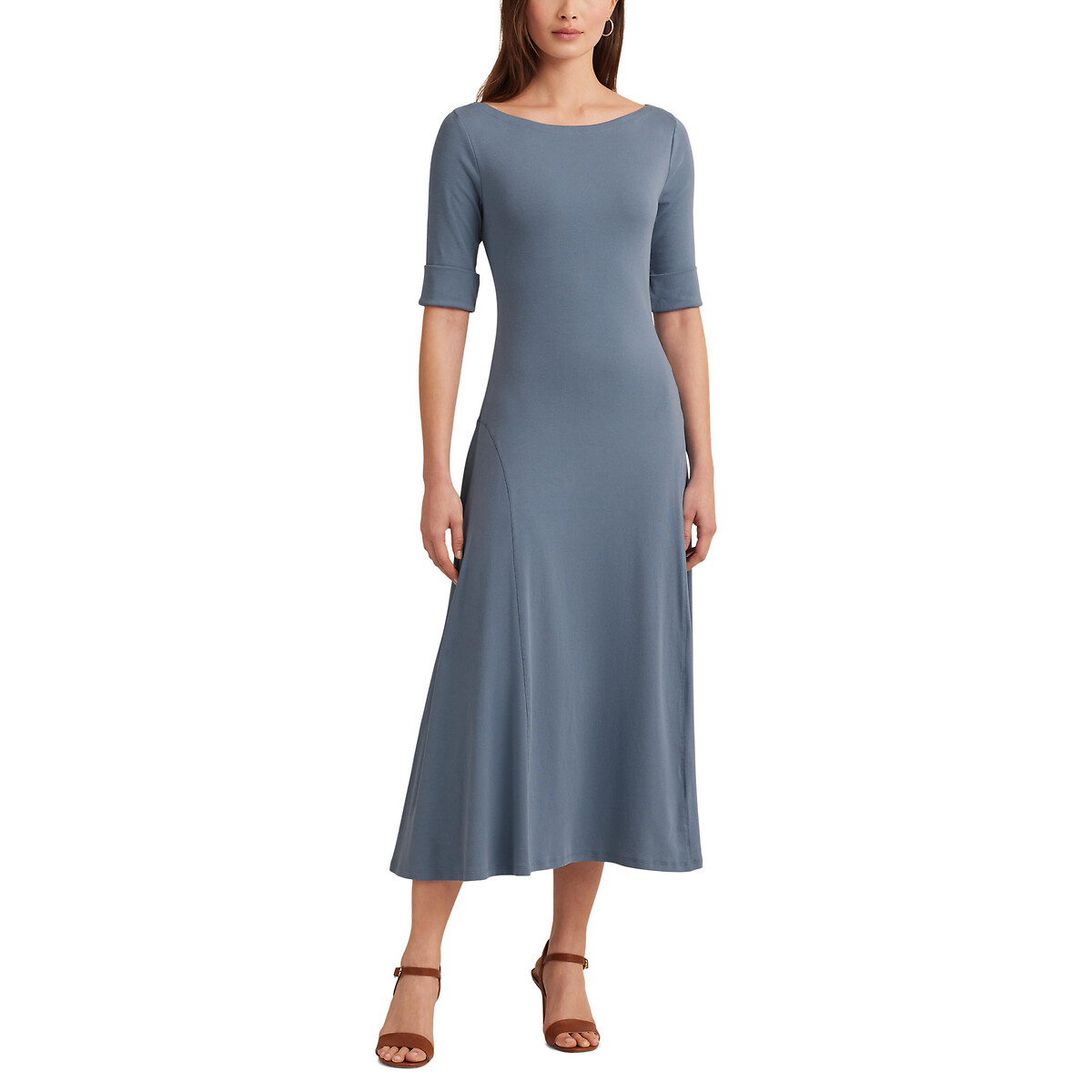 Платье-миди с короткими рукавами MUNZIE  S синий LaRedoute, размер S