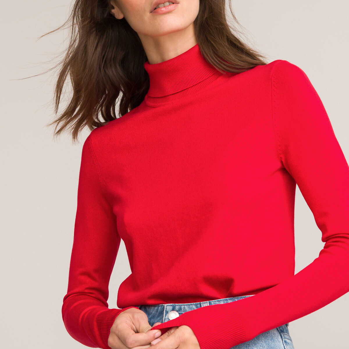 Пуловер Базовый с высоким воротником XS красный LaRedoute, размер XS - фото 1