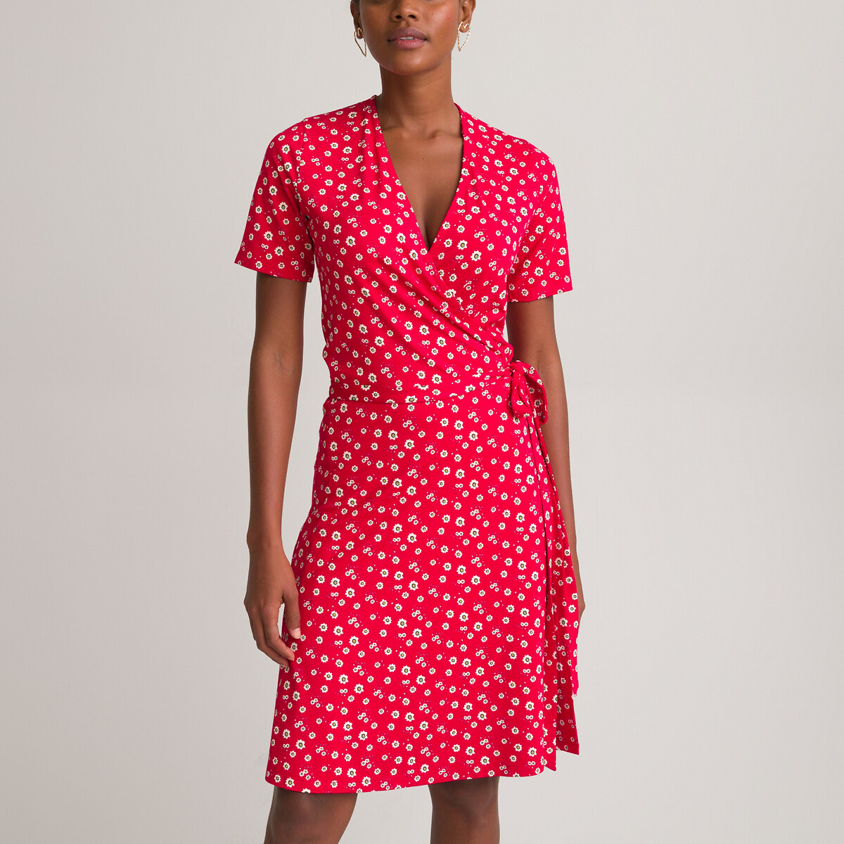 Короткое LA REDOUTE COLLECTIONS Платье с запахом из трикотажа джерси S разноцветный, размер S - фото 1