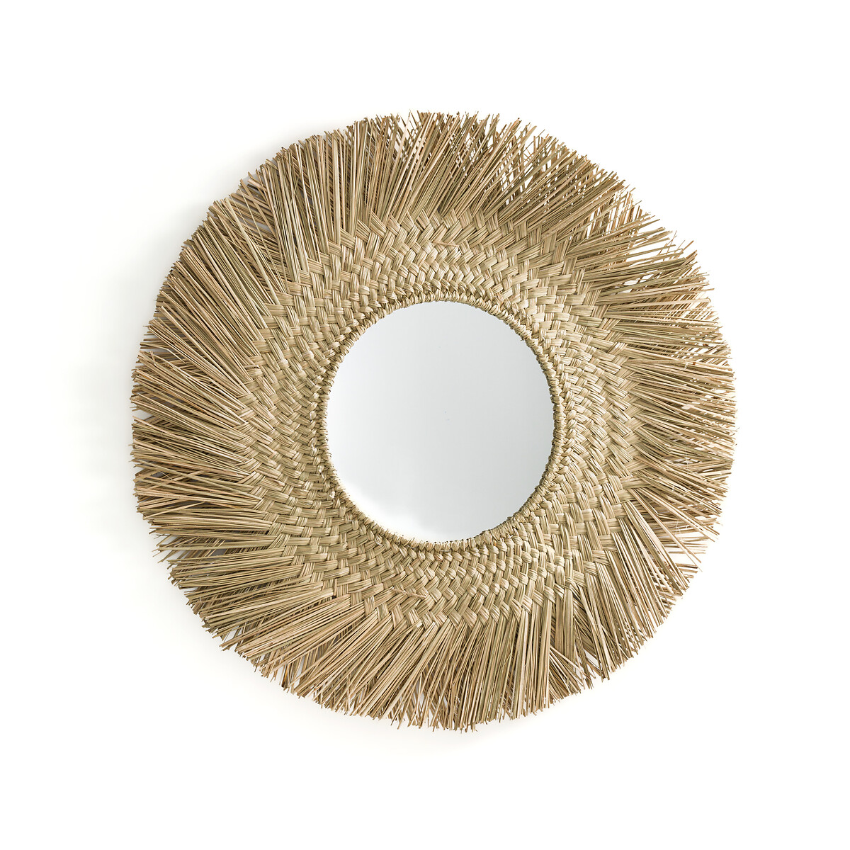 Круглое Плетеное зеркало в форме солнца 102 см Loully единый размер бежевый