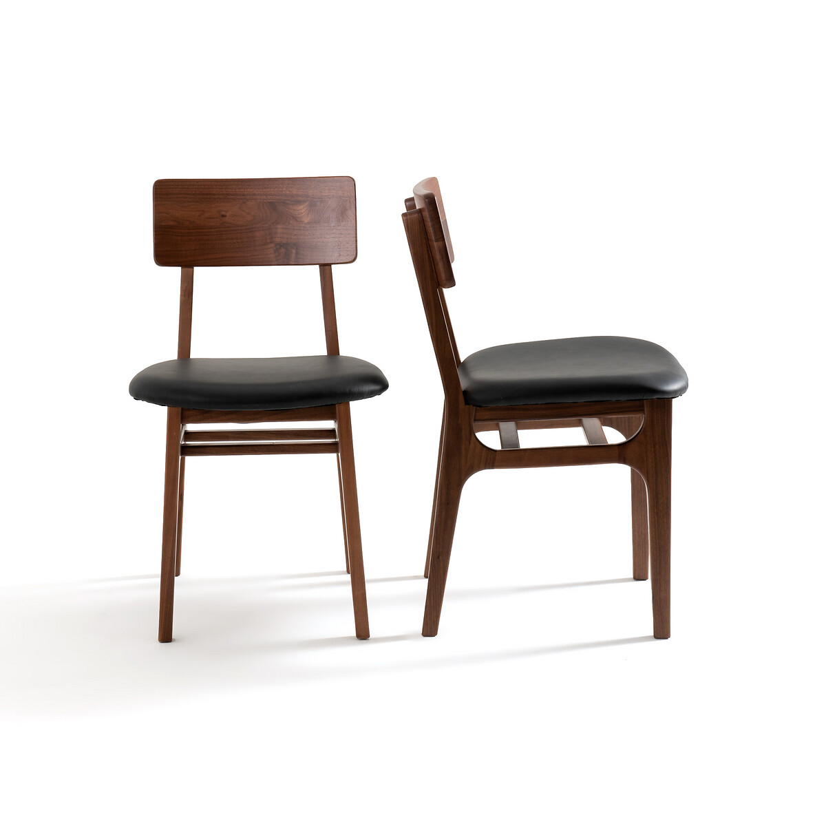 Комплект из 2 стульев из LA REDOUTE INTERIEURS Массива орехового дерева и кожи Larsen единый размер каштановый - фото 2