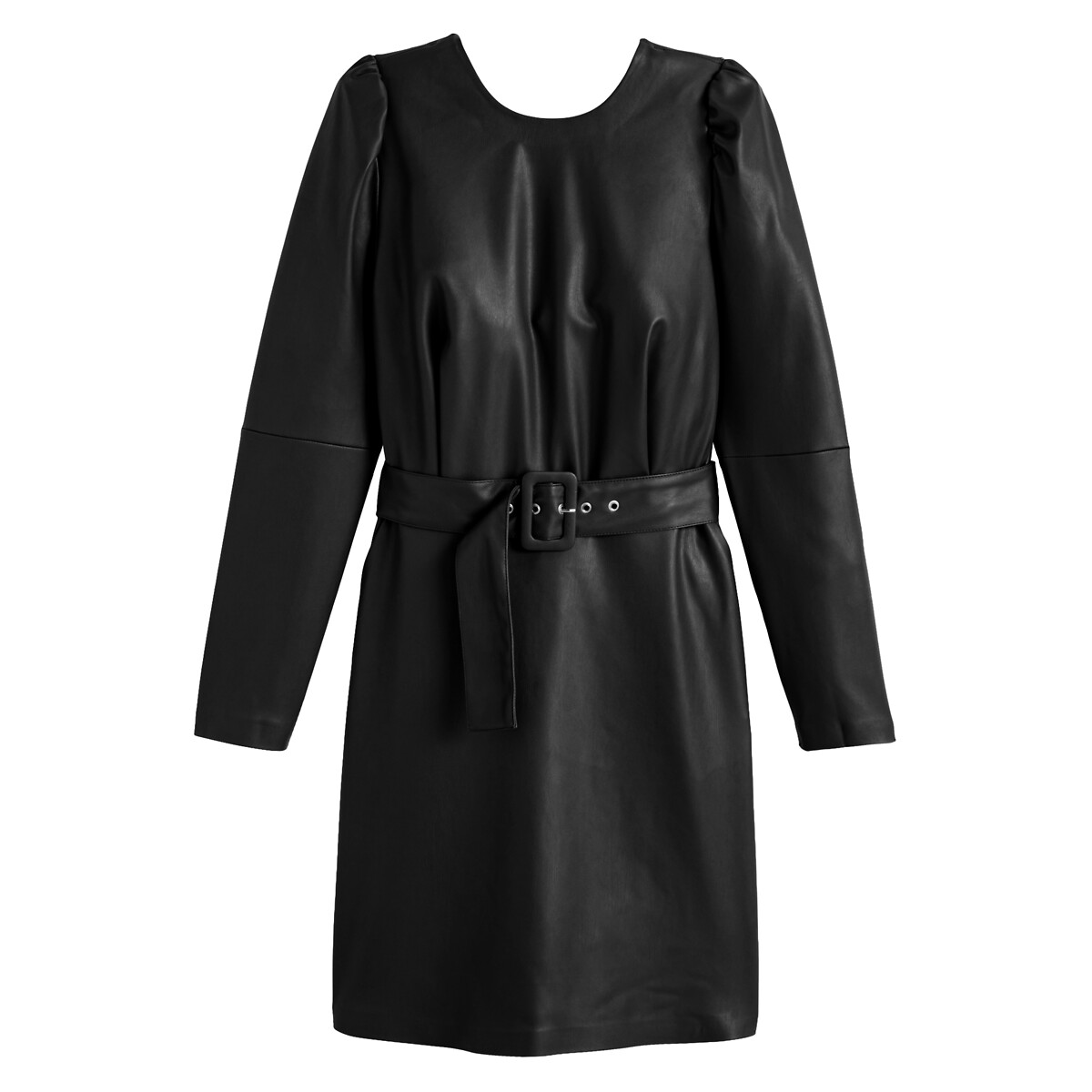Платье LA REDOUTE COLLECTIONS С круглым вырезом и длинными рукавами из искусственной кожи 52 черный, размер 52 - фото 5