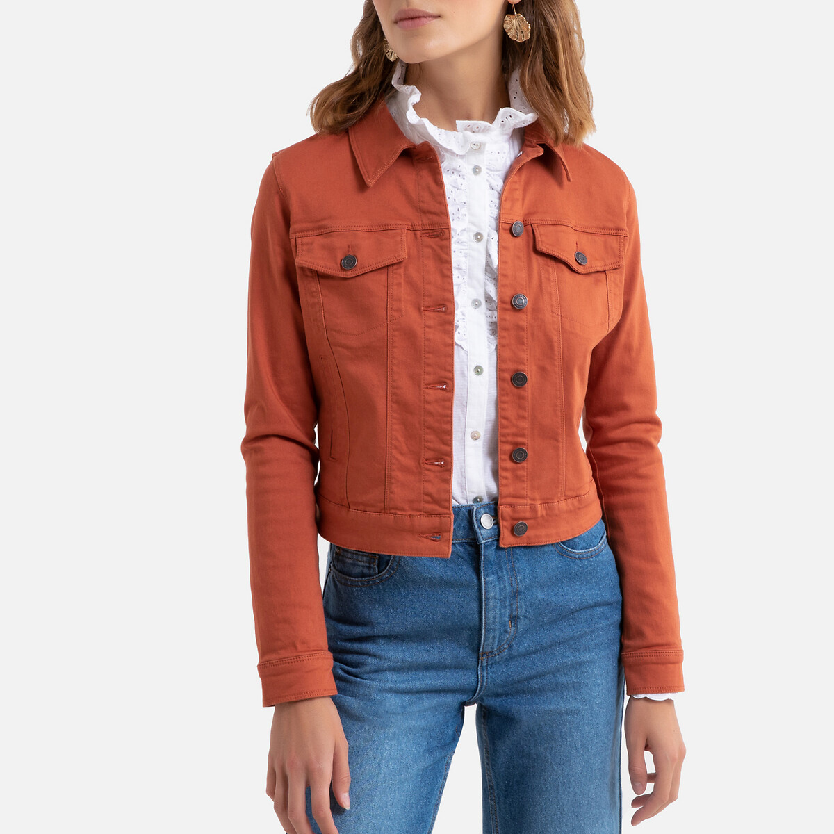 Жакет La Redoute Короткий рубашечный воротник L оранжевый, размер L