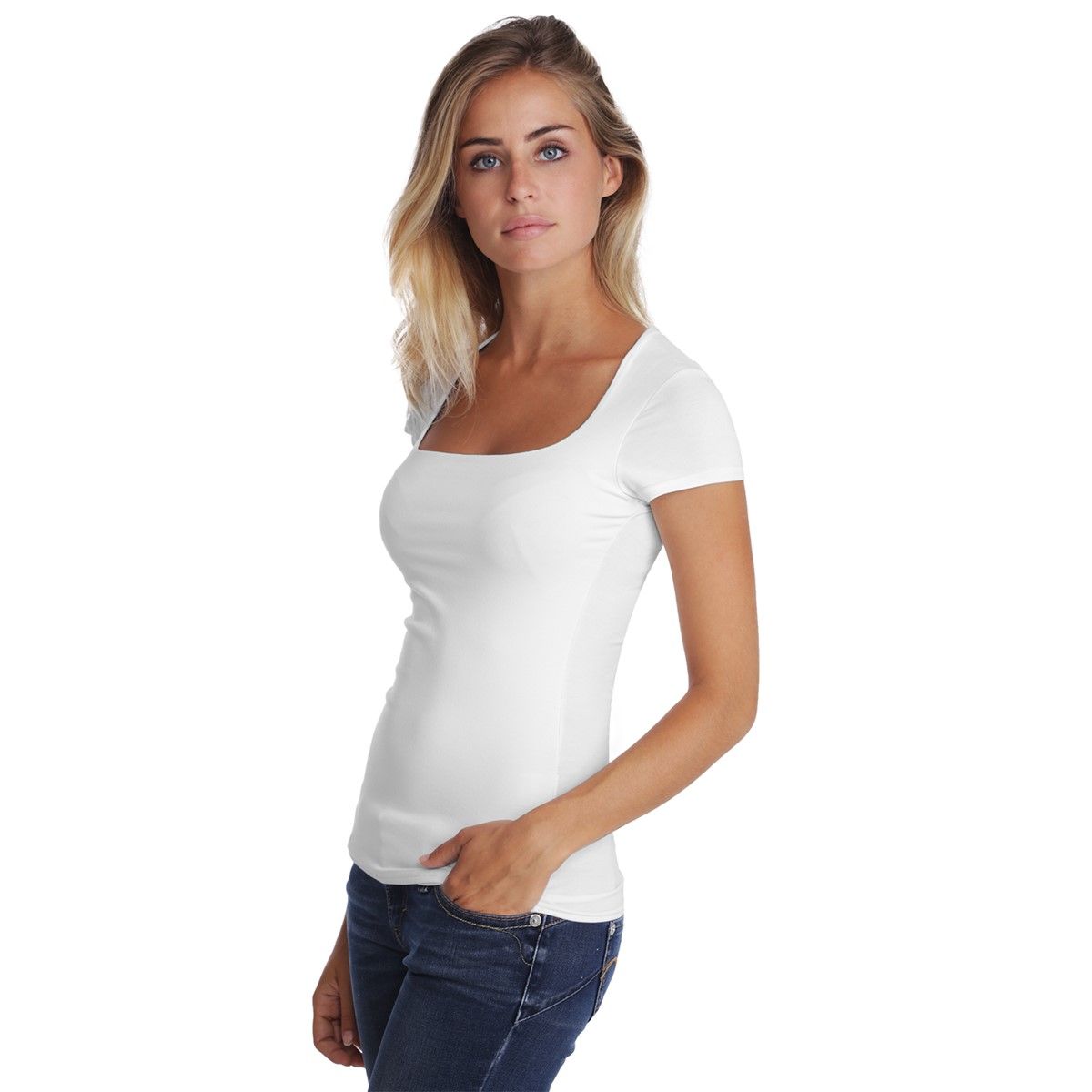 T-shirt col carré manches courtes capes en modal CLARA 02