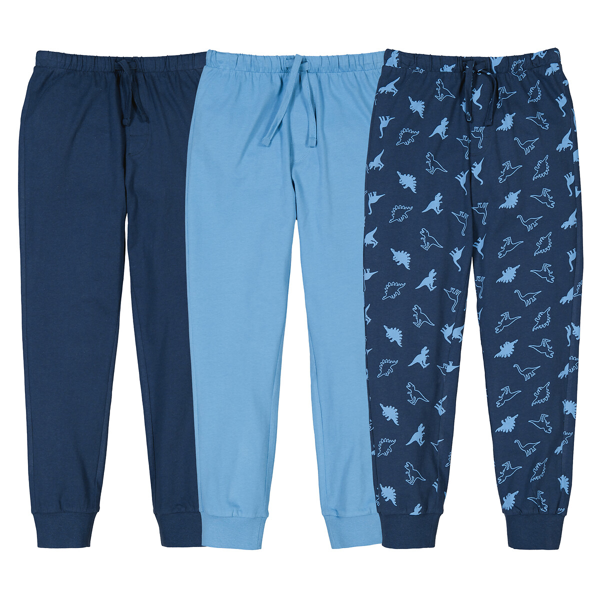 Комплект из трех пижамных брюк La Redoute 3 года - 94 см синий комплект из четырех лонгсливов la redoute 3 года 94 см разноцветный