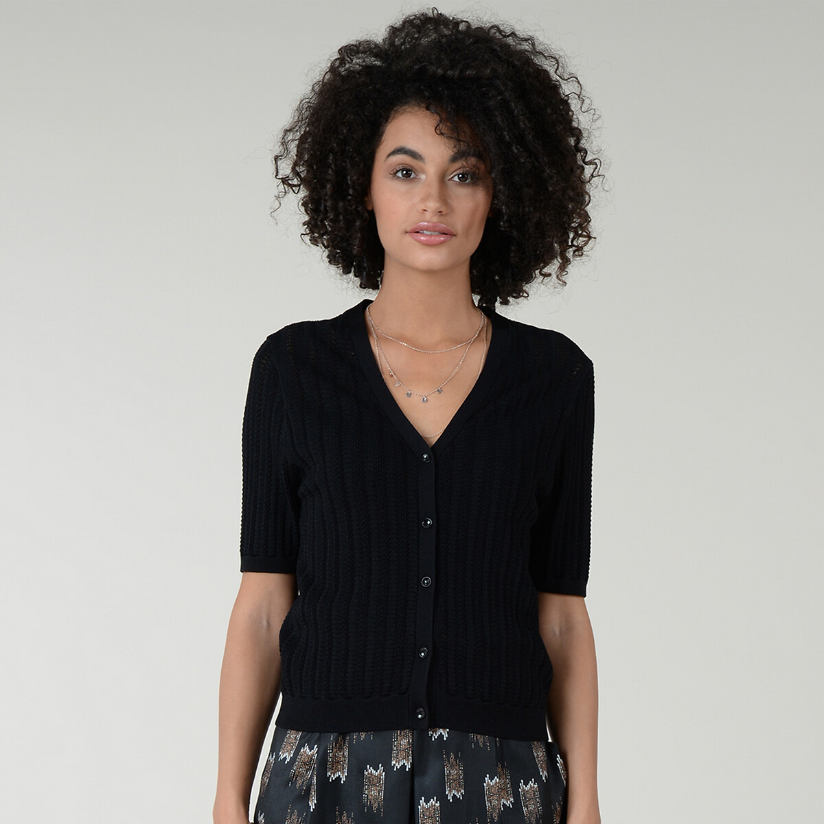 

Кардиган LaRedoute, Черный, Из трикотажа с короткими рукавами XS/S черный