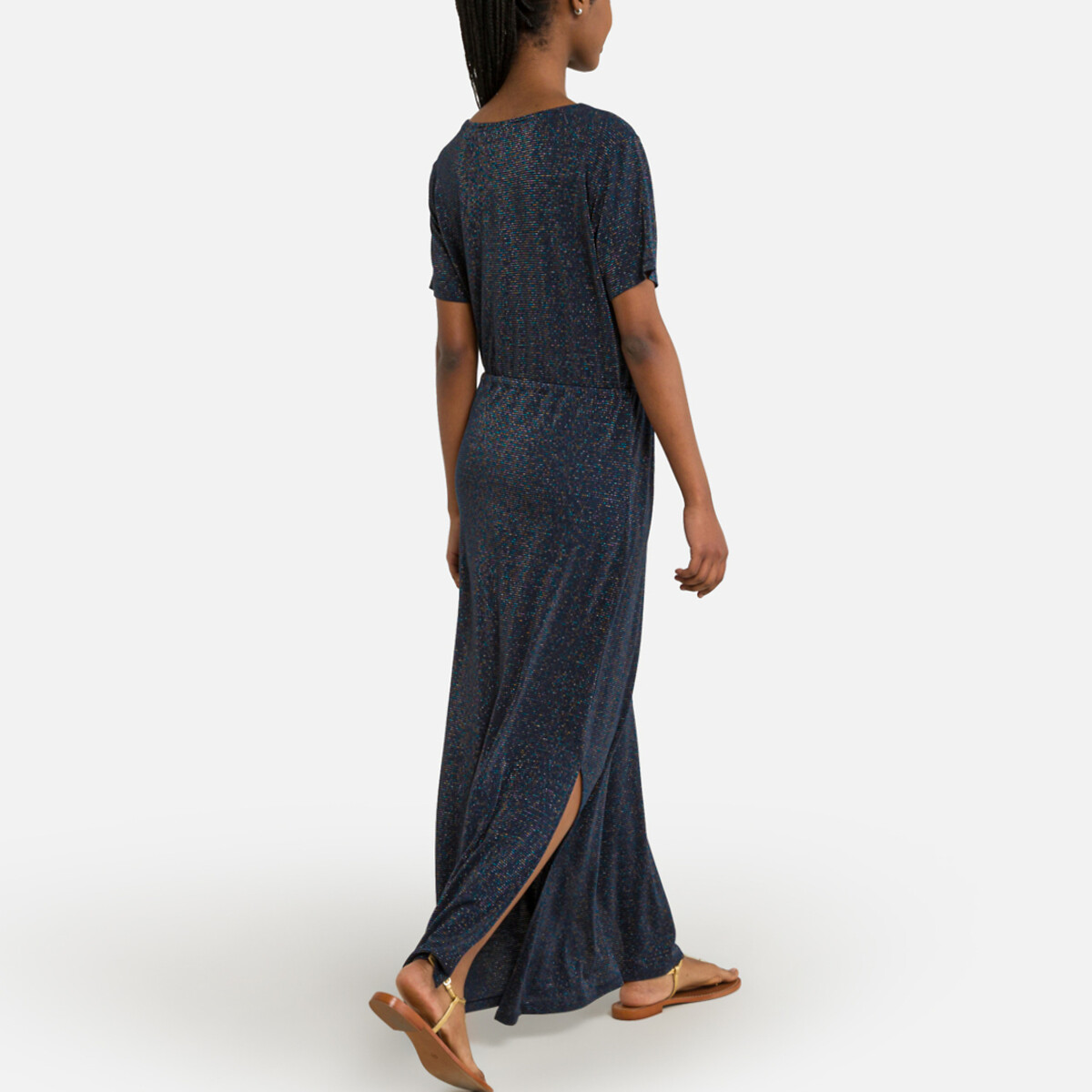 Платье Длинное с эффектом блеска S синий LaRedoute, размер S - фото 4