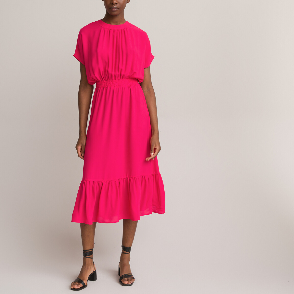 Платье Длинное с короткими рукавами 46 розовый LaRedoute, размер 46 - фото 2