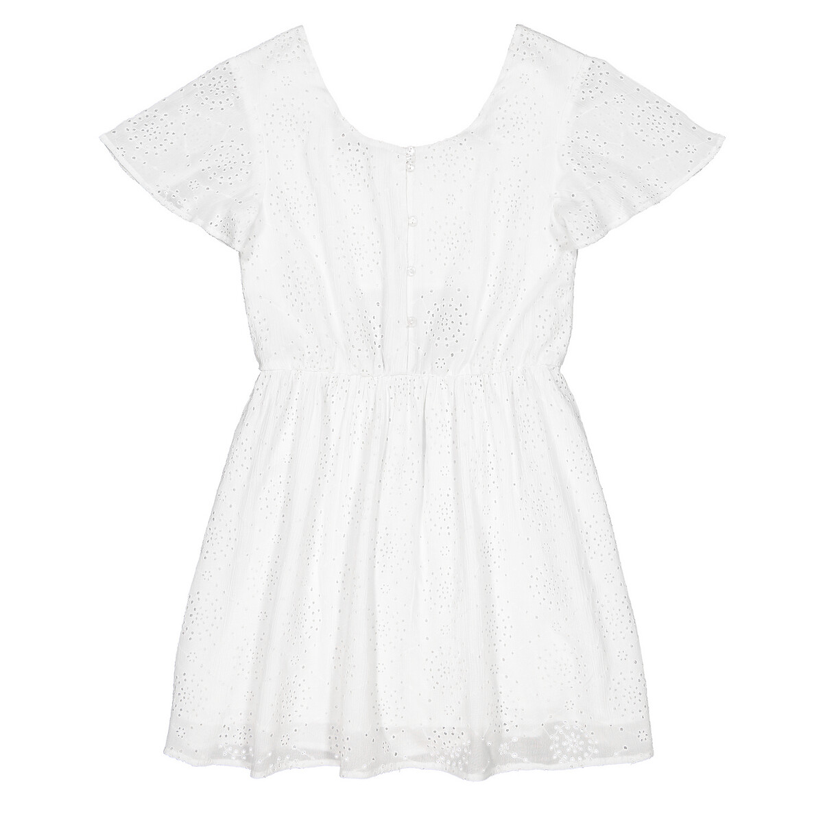 Платье LaRedoute Струящееся из английской вышивкой 10-18 лет 18 лет - 168 см белый, размер 18 лет - 168 см - фото 3