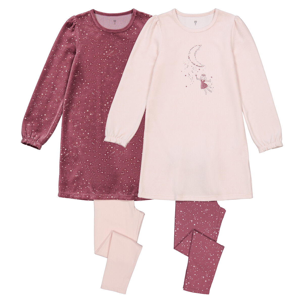 Комплект из двух пижам из велюра с принтом 12 лет -150 см розовый комплект из двух пижам из велюра рожденные раньше срока 45 см розовый