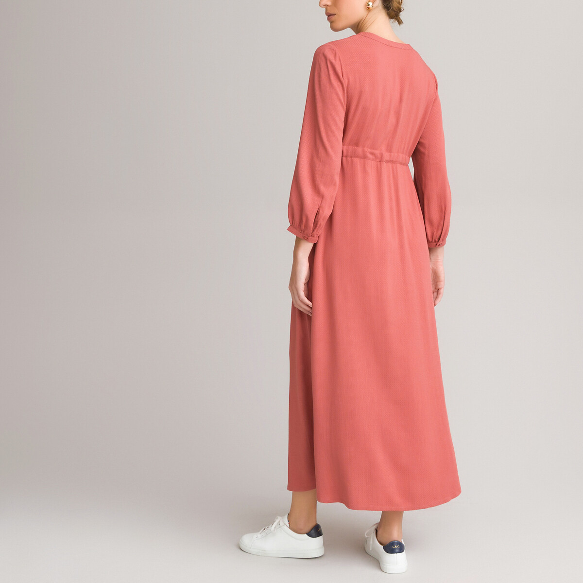 Платье LaRedoute Для периода беременности V-образный вырез длинные рукава 44 красный, размер 44 - фото 4