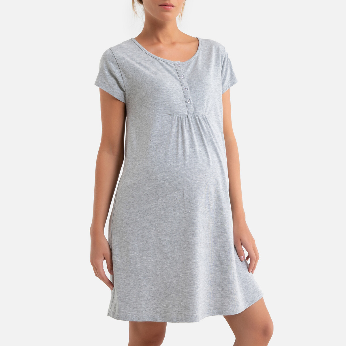 Рубашка La Redoute Ночная для периода беременности и грудного вскармливания 50/52 (FR) - 56/58 (RUS) серый, размер 50/52 (FR) - 56/58 (RUS)