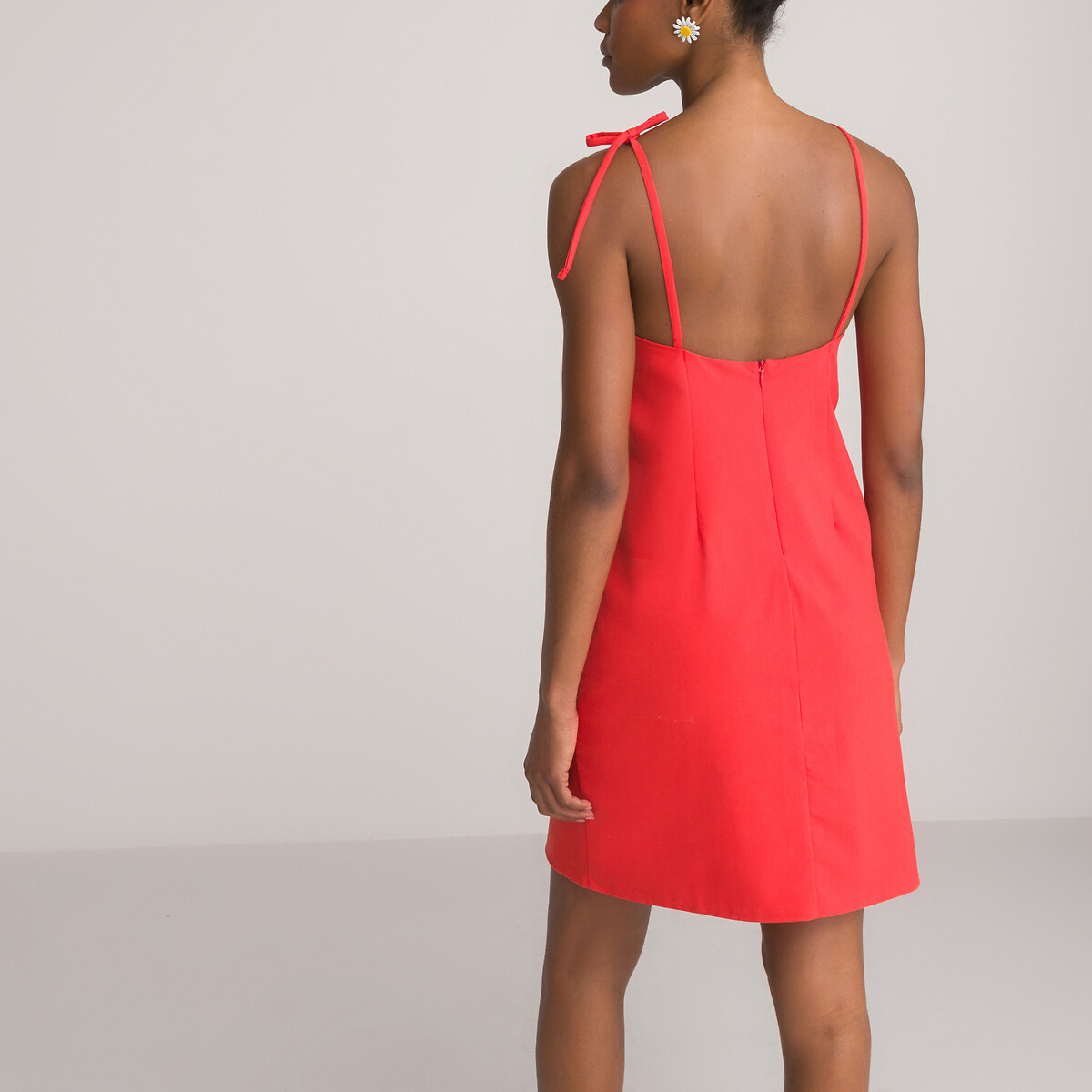 Платье LA REDOUTE COLLECTIONS Короткое на тонких бретелях 40 красный, размер 40 - фото 4