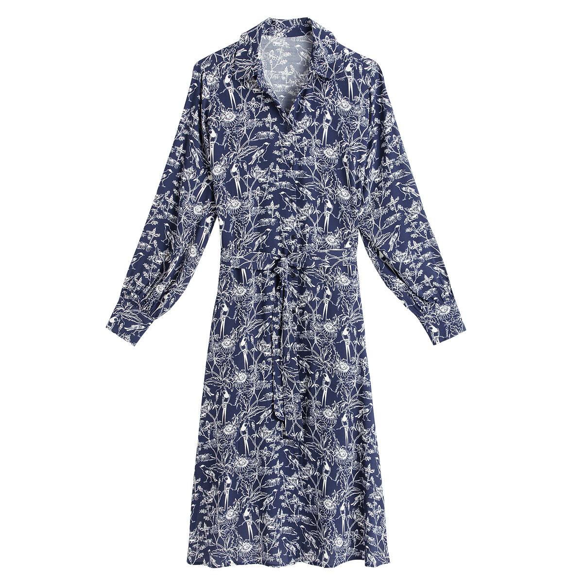 Платье-рубашка LA REDOUTE COLLECTIONS С ремешком длинные рукава с принтом 54 бежевый, размер 54 - фото 5