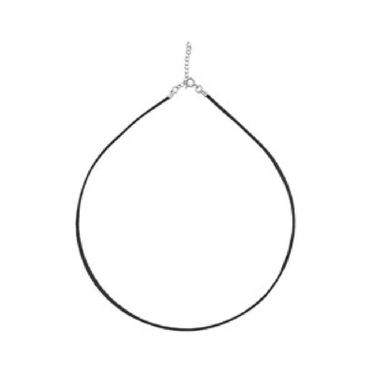Collier Cordon & Longueur Réglable: 40 à 45 cm Coton Ciré Lisse Noir Fermoir Argent 925