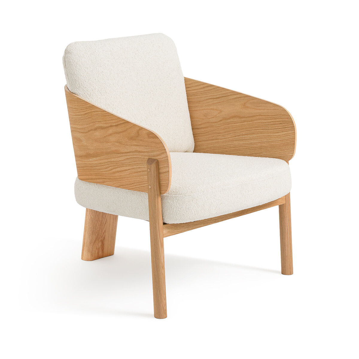 Кресло из дуба ткани букле Marais дизайн Э Галлина единый размер бежевый кресло обеденное с обивкой из буклированной ткани от э галлина marais единый размер каштановый