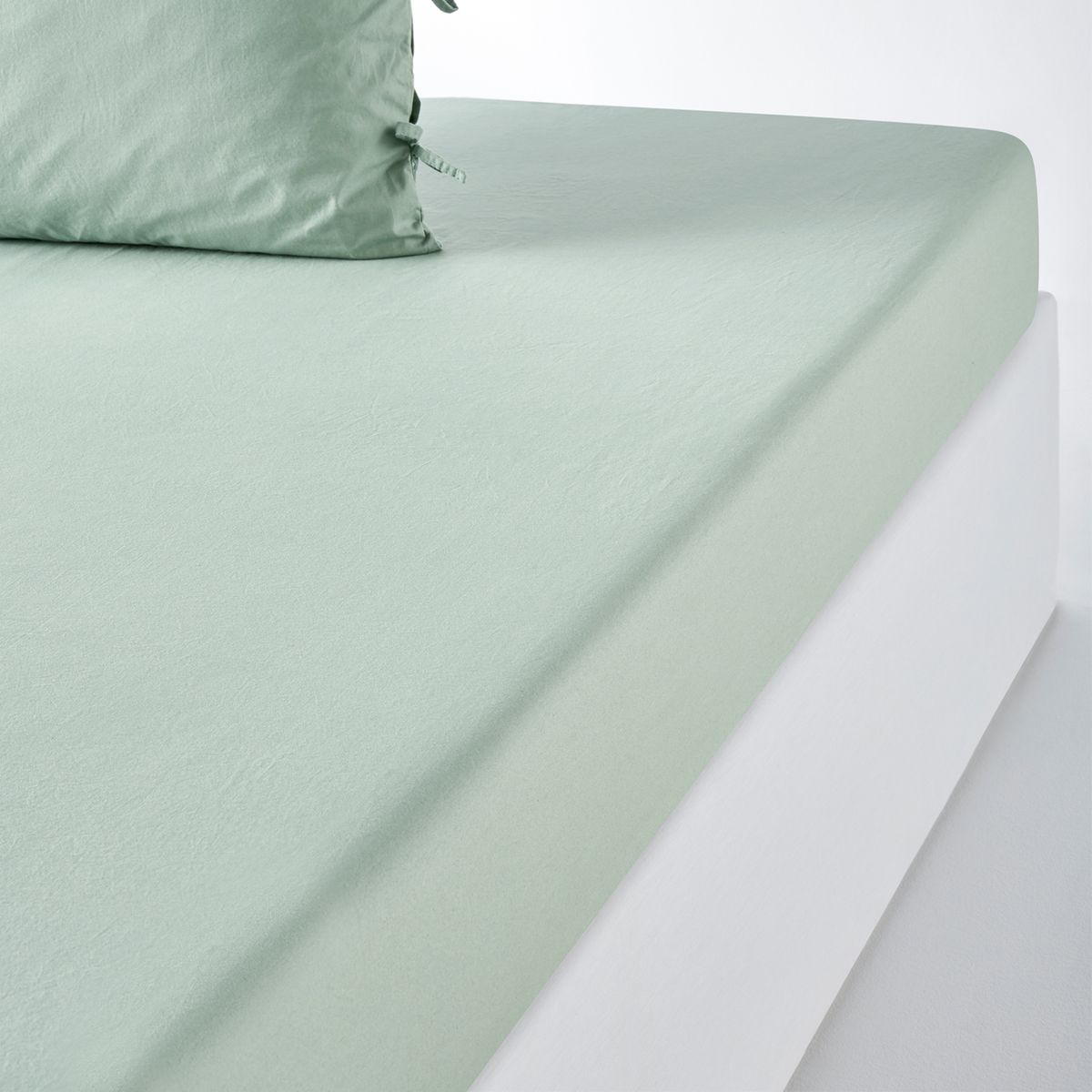 Drap-housse en percale de coton lavé Toscane