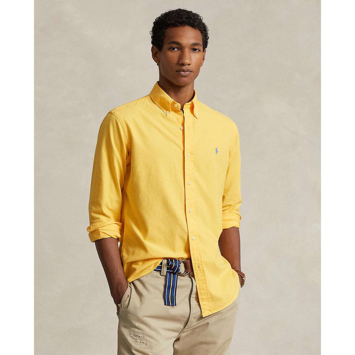 Рубашка приталенного покроя Chino с вышитым логотипом XL желтый рубашка приталенного покроя chino с вышитым логотипом xxl бежевый