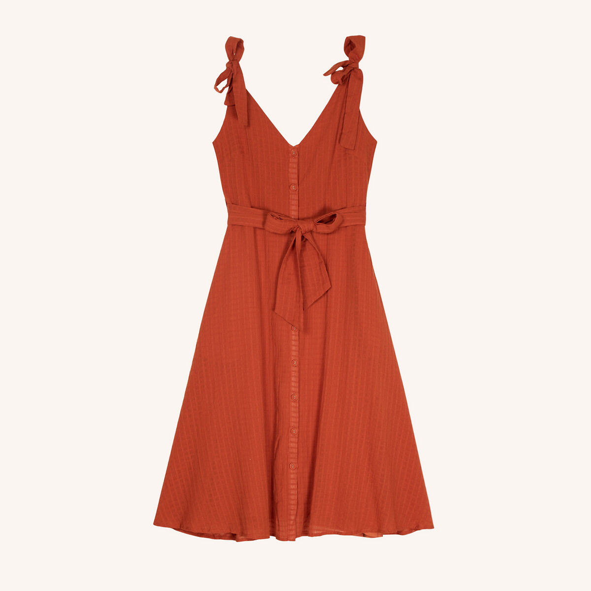 Платье LaRedoute Расклешенное миди без рукавов ALCATHEA XS каштановый, размер XS - фото 5