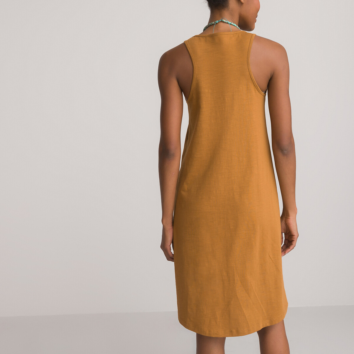 Платье LA REDOUTE COLLECTIONS Короткое без рукавов из трикотажа XS каштановый, размер XS - фото 4