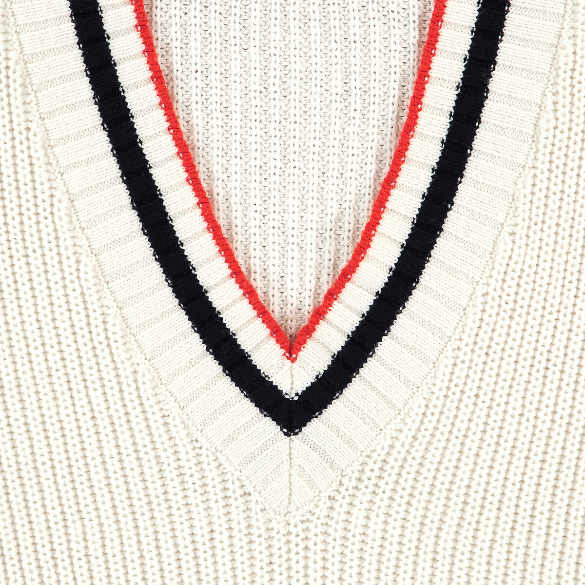 Пуловер LA REDOUTE COLLECTIONS С V-образным вырезом из плотного трикотажа 10-18 лет 16 лет - 162 см бежевый, размер 16 лет - 162 см - фото 4