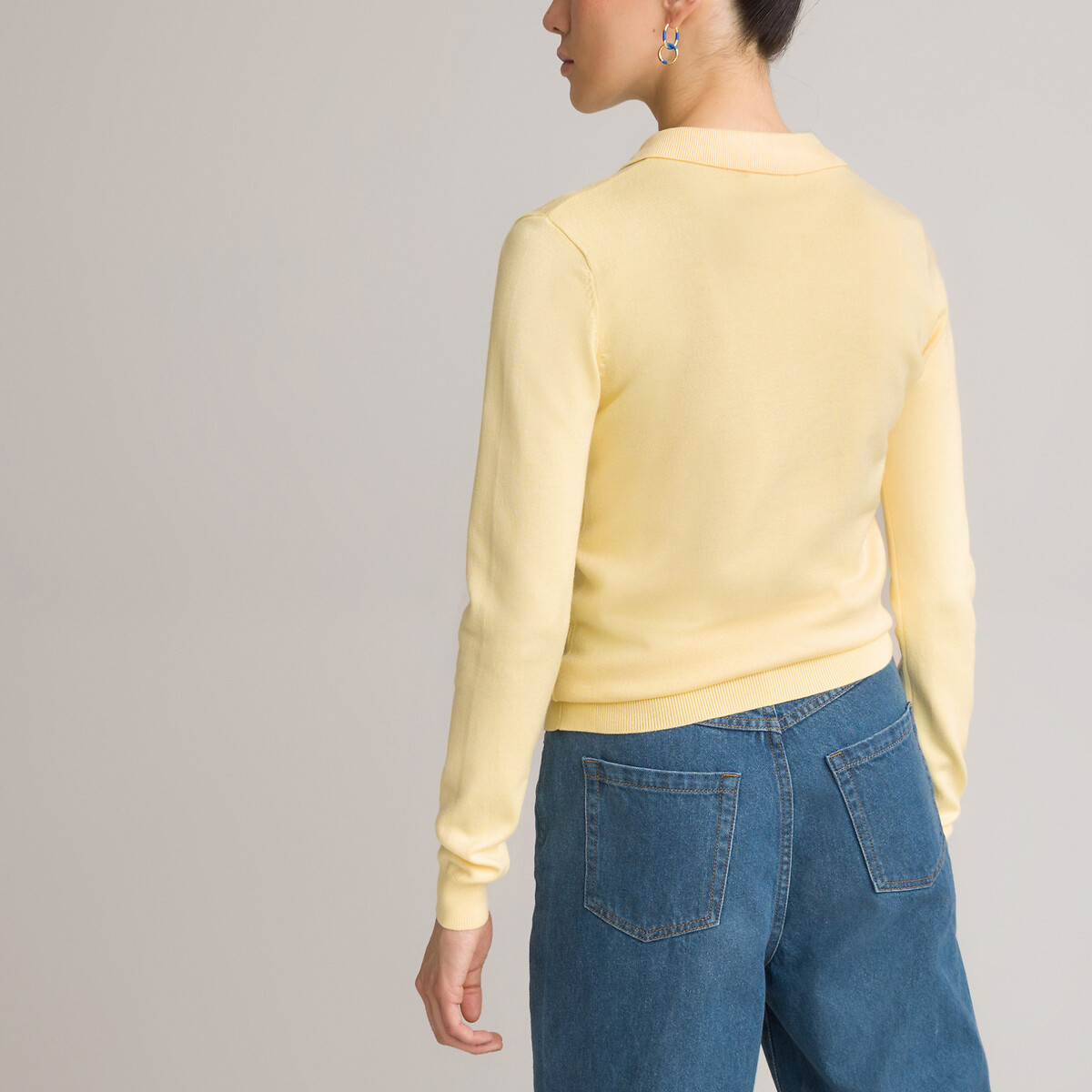 Пуловер LA REDOUTE COLLECTIONS С воротником-поло длинными рукавами из тонкого трикотажа XL желтый, размер XL - фото 4