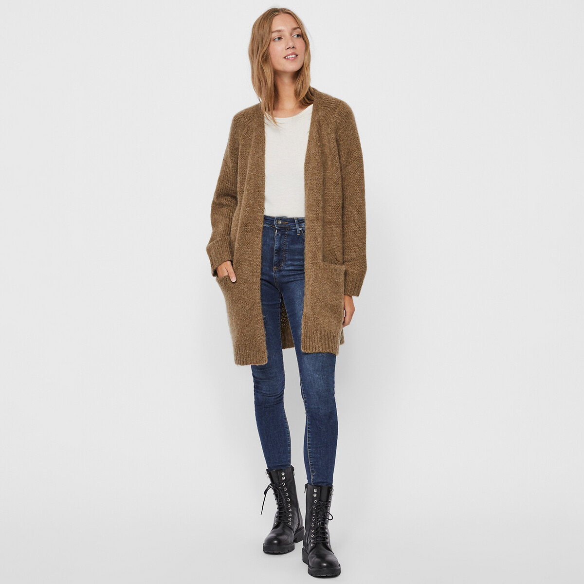 

Кардиган La Redoute, Каштановый, Длинный без застежки M каштановый
