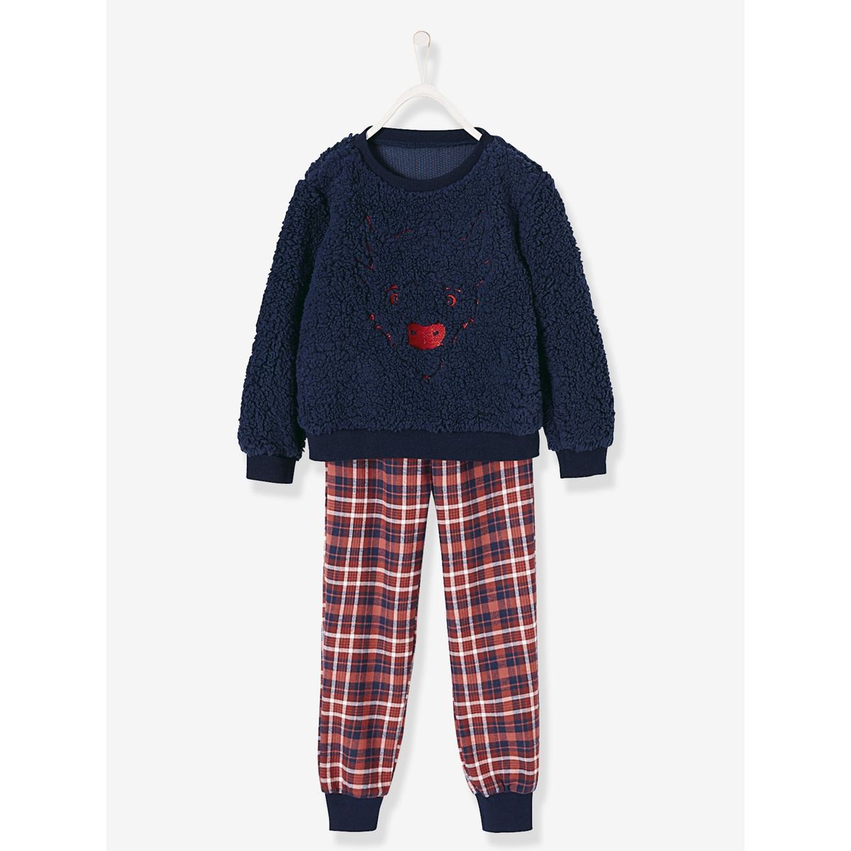 Pyjama bi-matière garçon bison brodé