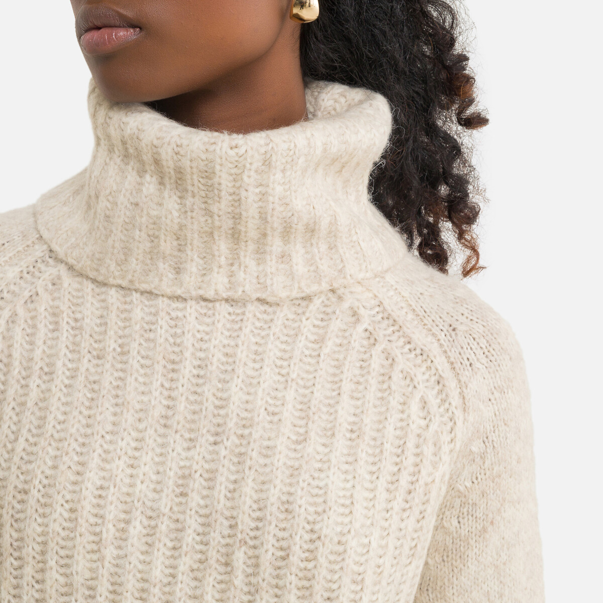Пуловер LaRedoute Из пышного трикотажа с рукавами с напуском L бежевый, размер L - фото 3