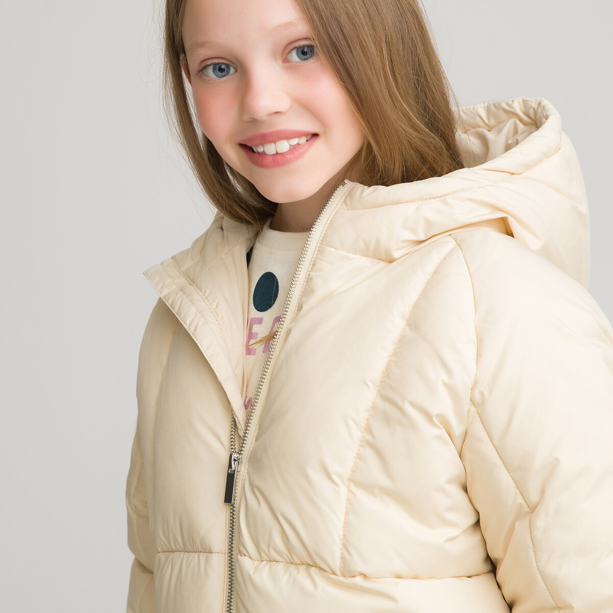 Куртка LaRedoute Стеганая с капюшоном теплая и пышная 3-14 лет 5 лет - 108 см бежевый, размер 5 лет - 108 см - фото 2