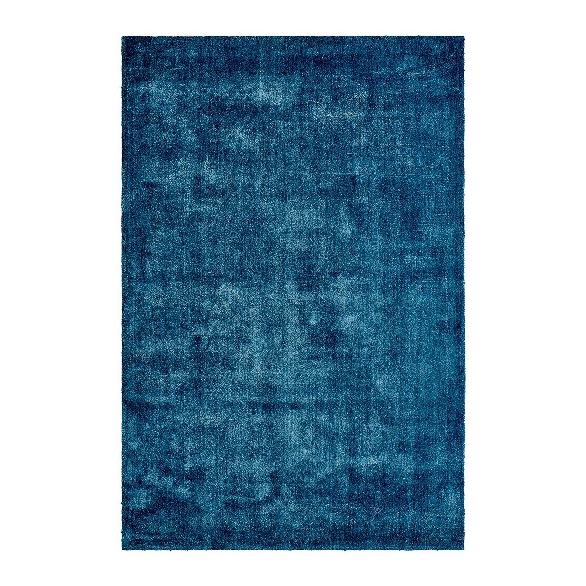 Tapis à poils court bleu en Tencel anti-tâches Vanity