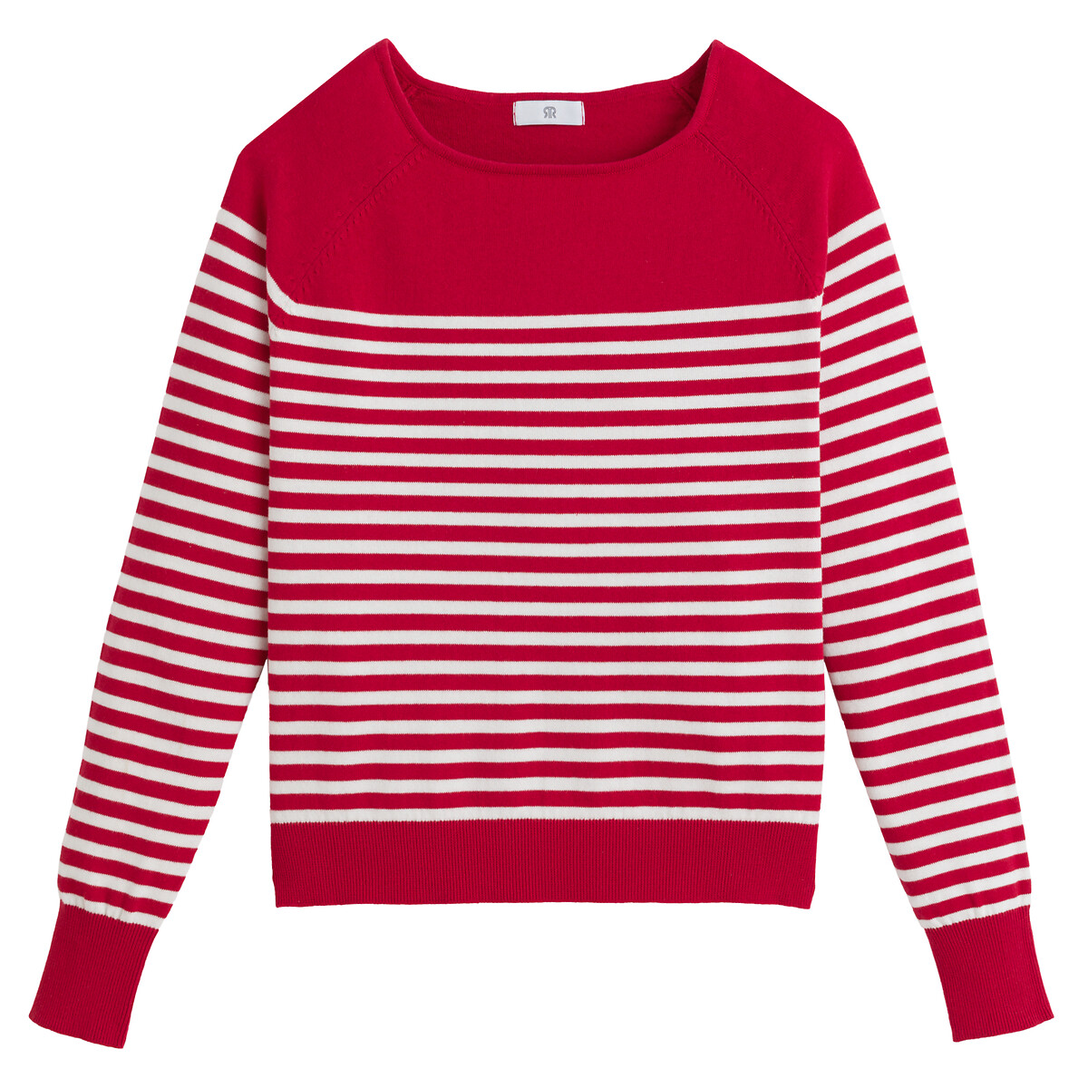 Пуловер LA REDOUTE COLLECTIONS С вырезом-лодочка из тонкого трикотажа в полоску L красный, размер L - фото 5