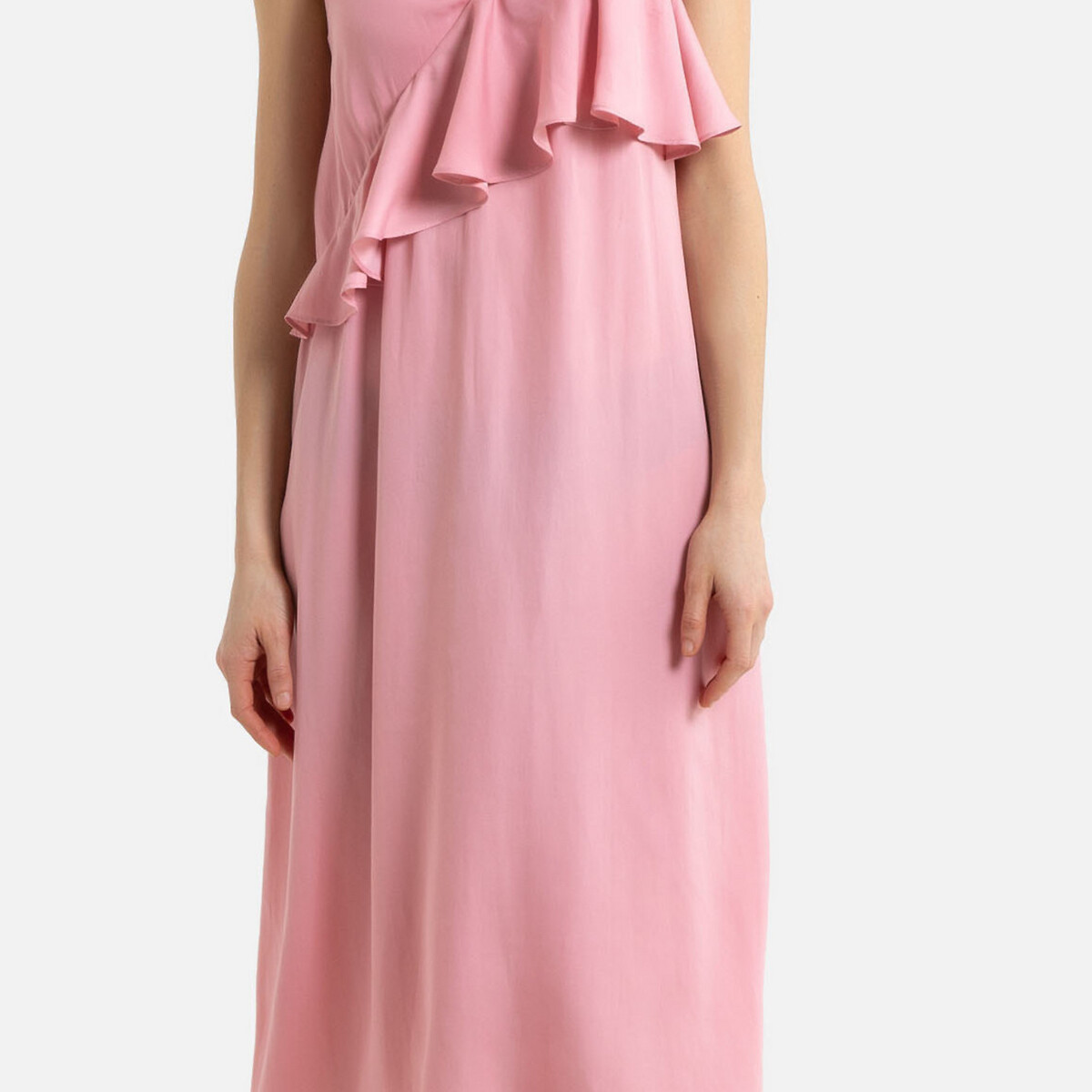 Платье La Redoute Длинное на тонких бретелях с воланом 42 (FR) - 48 (RUS) розовый, размер 42 (FR) - 48 (RUS) Длинное на тонких бретелях с воланом 42 (FR) - 48 (RUS) розовый - фото 4