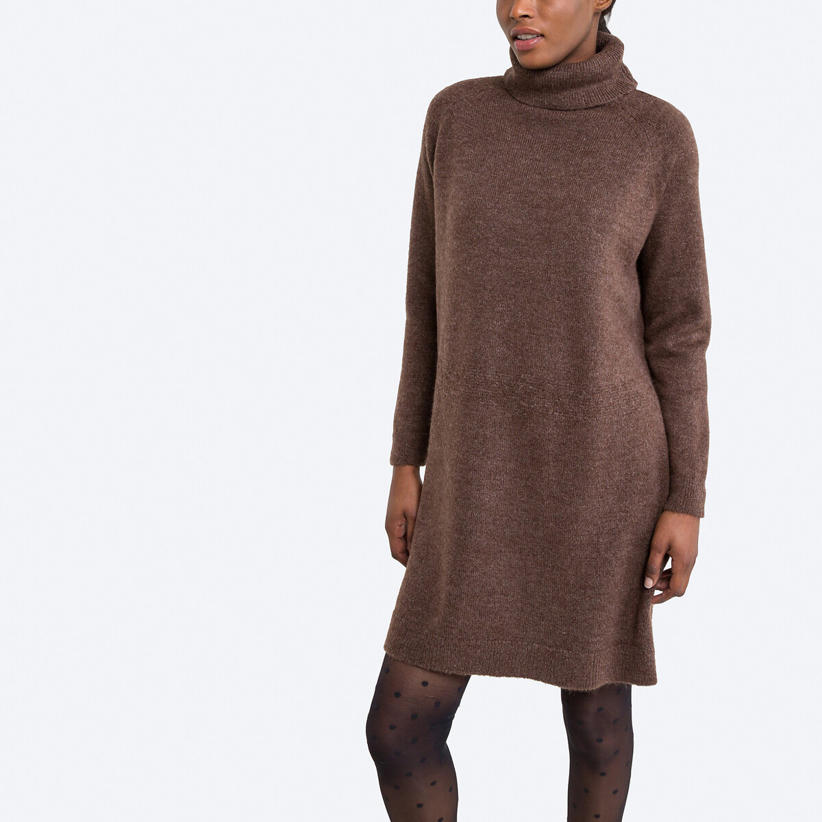 Платье-пуловер С воротником с отворотом L каштановый LaRedoute, размер L - фото 1