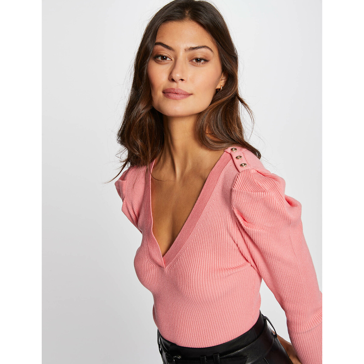 Пуловер MORGAN С длинными рукавами и V-образным вырезом S розовый, размер S