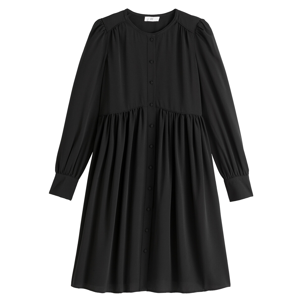 Платье LaRedoute Короткое расклешенное с круглым вырезом и длинными рукавами 46 черный, размер 46 - фото 5