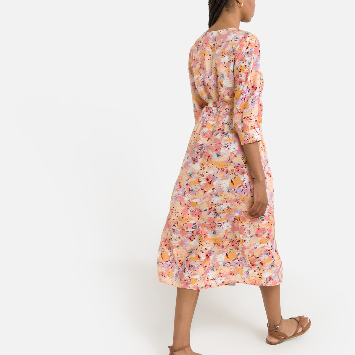 Платье-миди VILA С принтом и завязками 42 розовый, размер 42 - фото 4