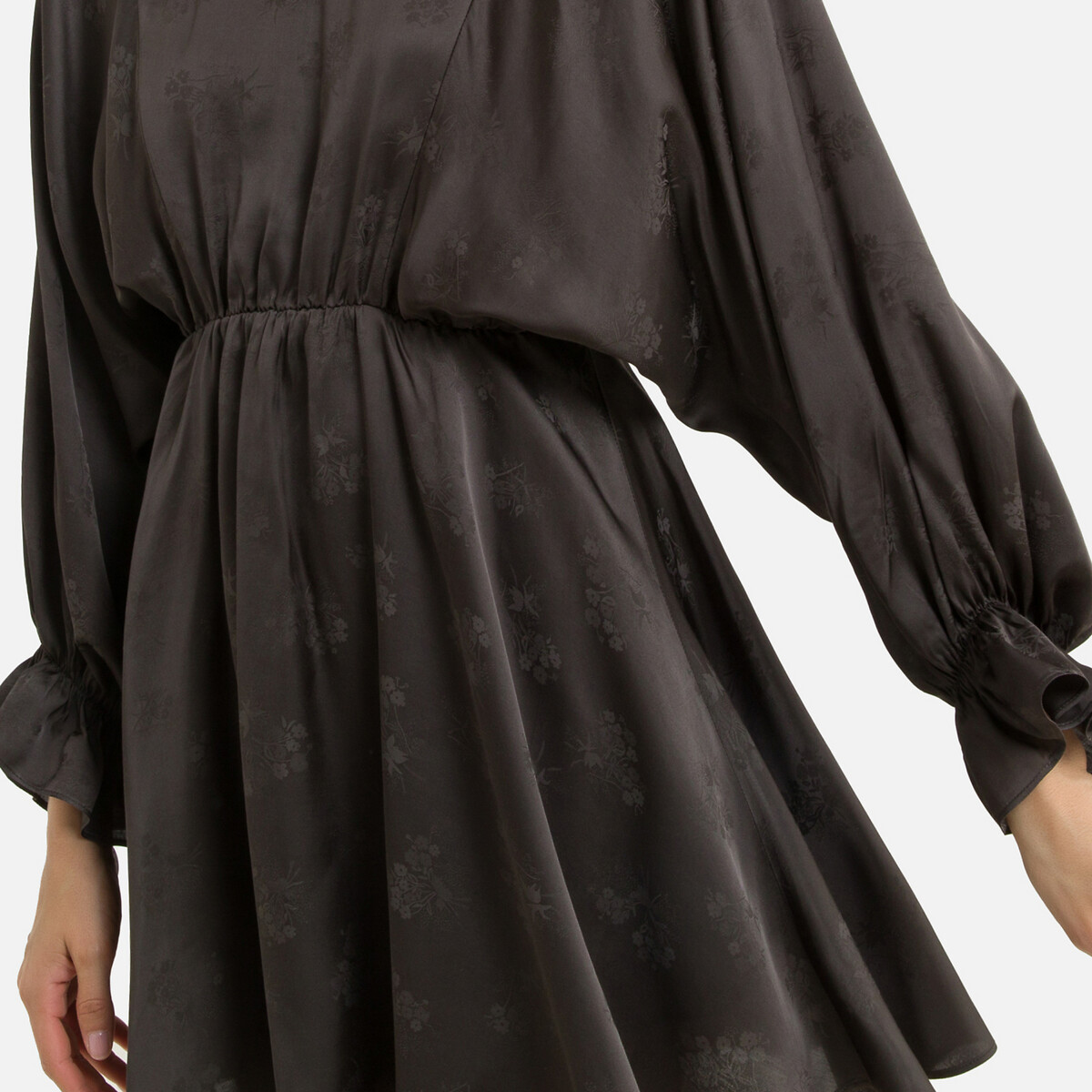 Платье LaRedoute Короткое расклешенное с жаккардовым рисунком M серый, размер M - фото 3