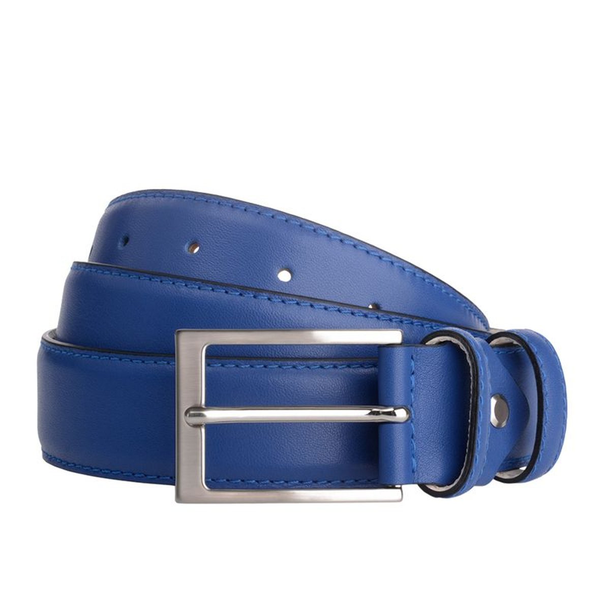 DuDu Ceinture homme en Cuir Véritable dessus et dessous Made in Italy Réglable de 33 mm avec Boucle Argent satiné