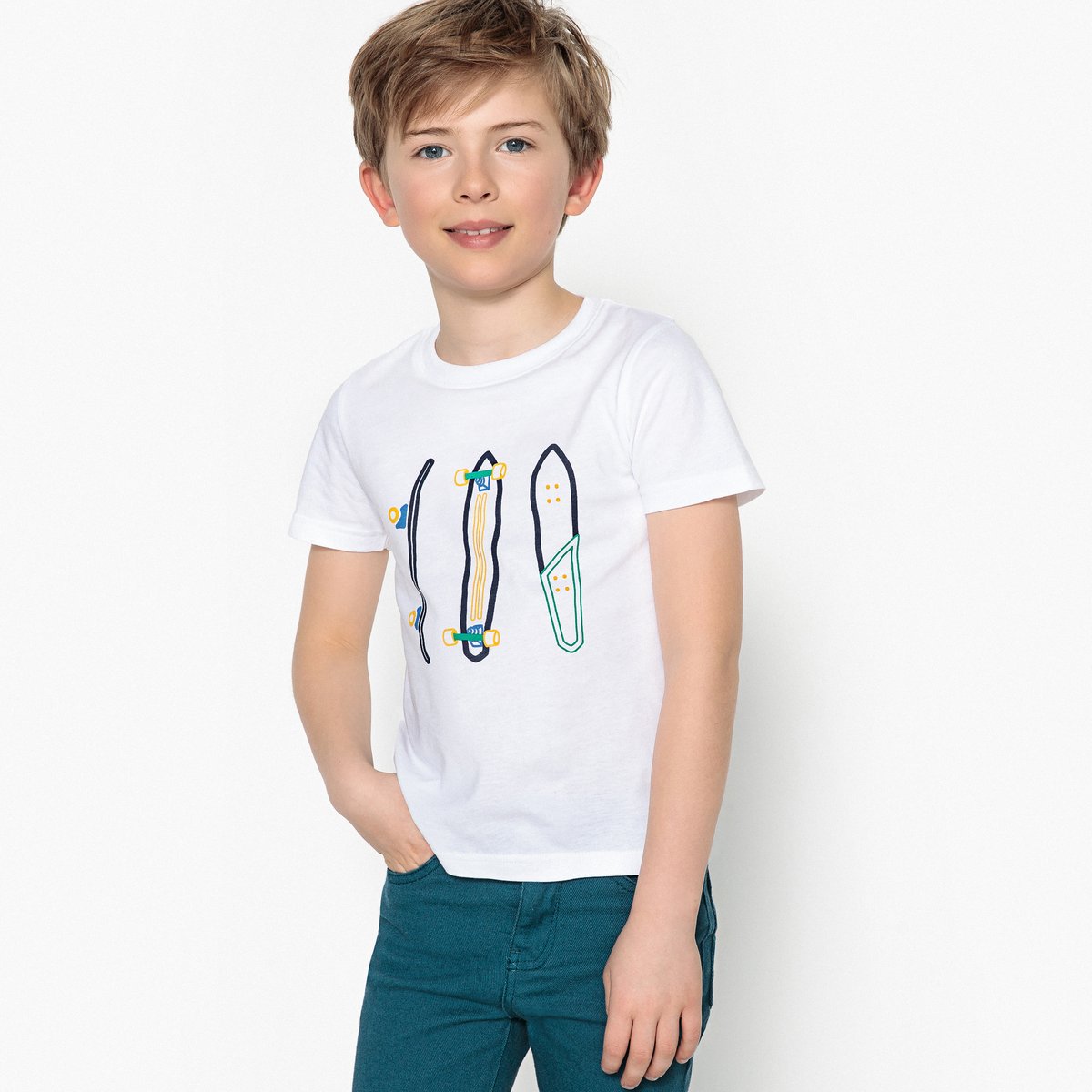 

Футболка с рисунком скейтборды, 3-12 лет