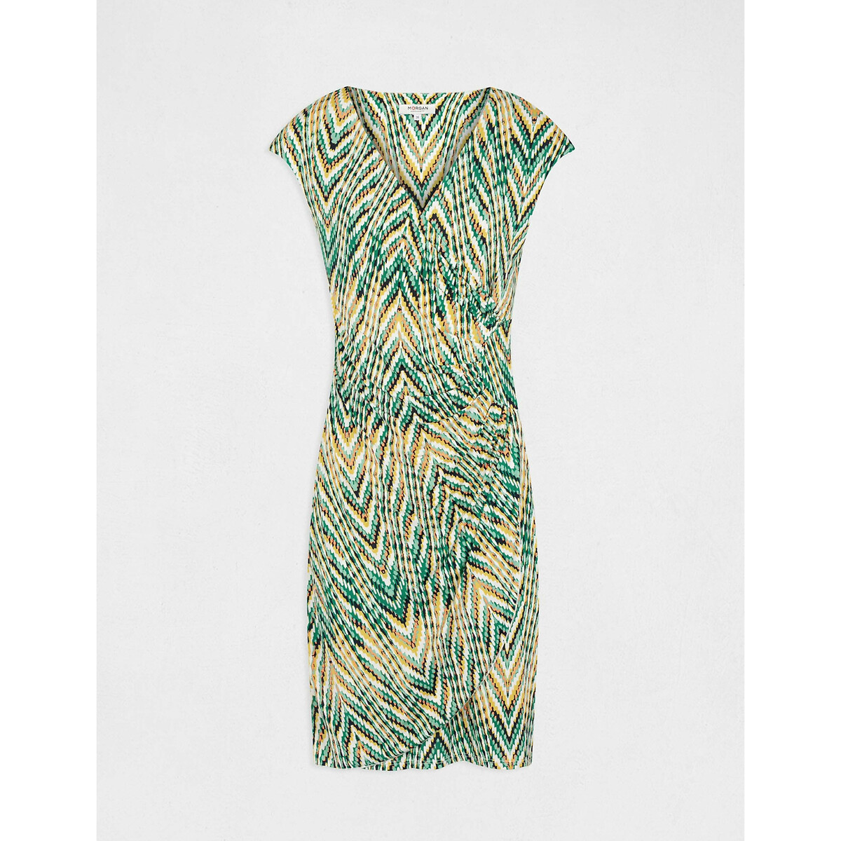 Платье MORGAN Короткое с V-образным вырезом и принтом без рукавов 42 зеленый, размер 42 - фото 5