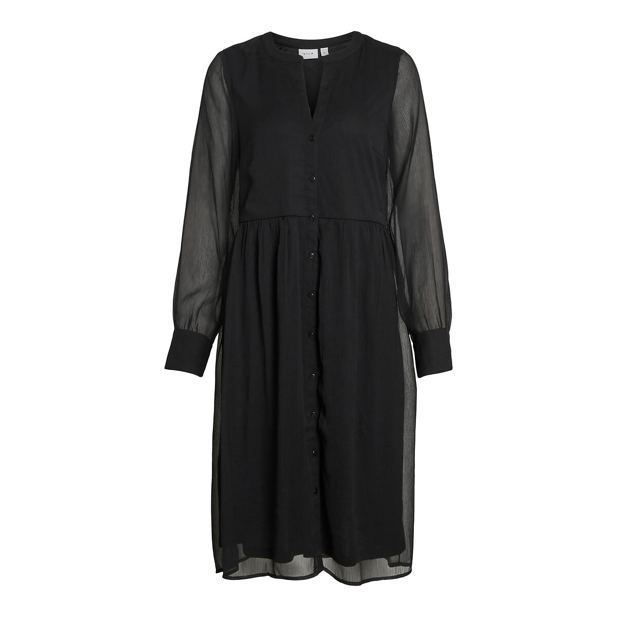 Платье Расклешенное V-образный вырез 48 черный LaRedoute, размер 48 - фото 5