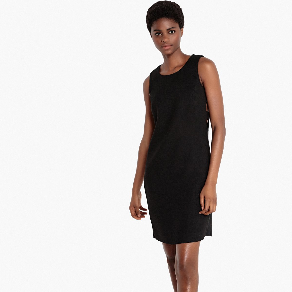 Платье LA REDOUTE COLLECTIONS Платье В офисном стиле с разрезом сбоку с полосами 44 черный, размер 44 - фото 3